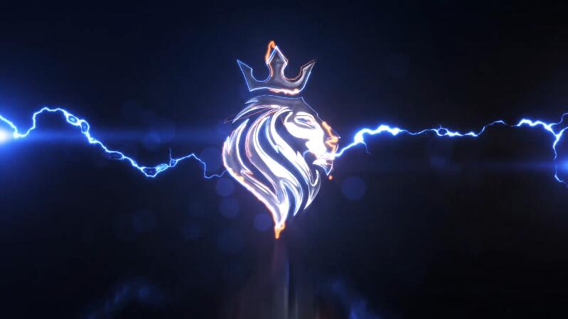 闪电特效金属logo标志动画片头模板