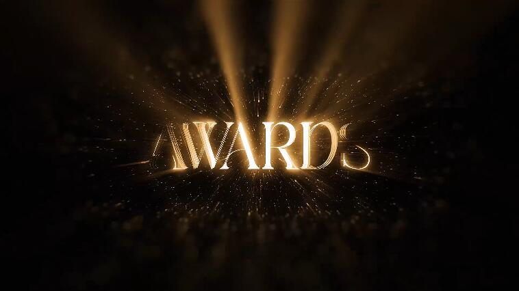 金色光芒粒子特效颁奖标志logo片头动画模板